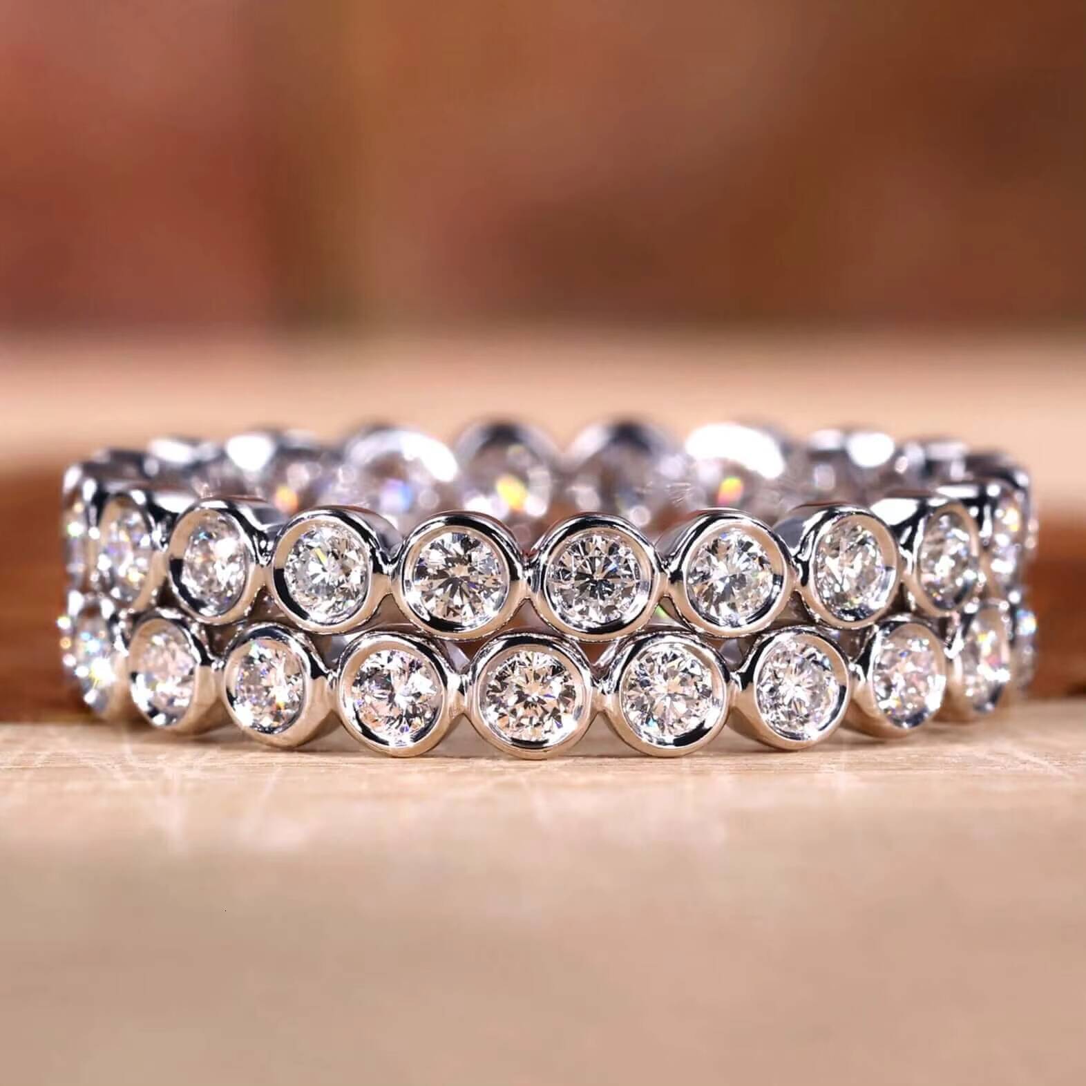 Wholesale Vvs Moissanite Eternity Cured Open Cut Wedding Ring Band Women Custom Iced Out Gold Diamond Wedding Rings Fine Jewelry
