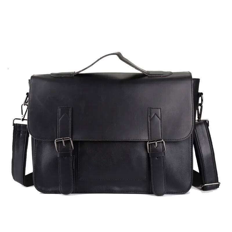 Retro Fashion PU Leather Crossbody Handbag Briefcases Laptop Bag Men Shoulder Messenger Bags
