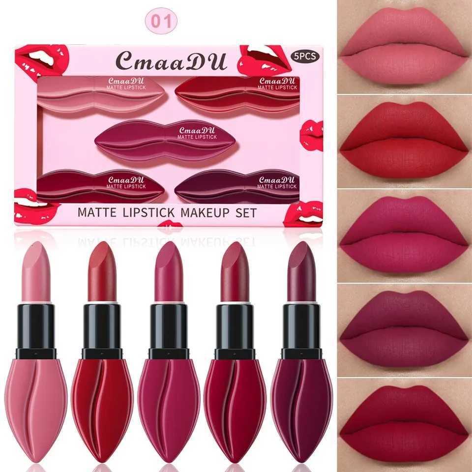 5pcs Matte Lipstick Makeup Set Super Smooth Texture Long Lasting Lipstick Kit High Pigment Sexy Lip Stick with Perfect Gift Box G250729