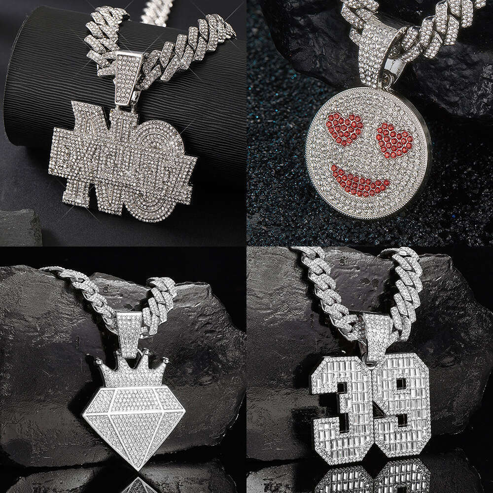 Trendy Men Must-Have Smiley Alloy Full Dia Hip-Hop Style Necklace Crown Letters Multiple Specifications