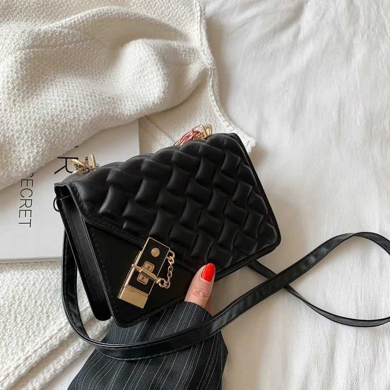 New Flap Crossbody Bags Small Square Wen Shoulder Bag Plaid Pu Leather Designer Handbags Chain Lady Wens Bag Y250730