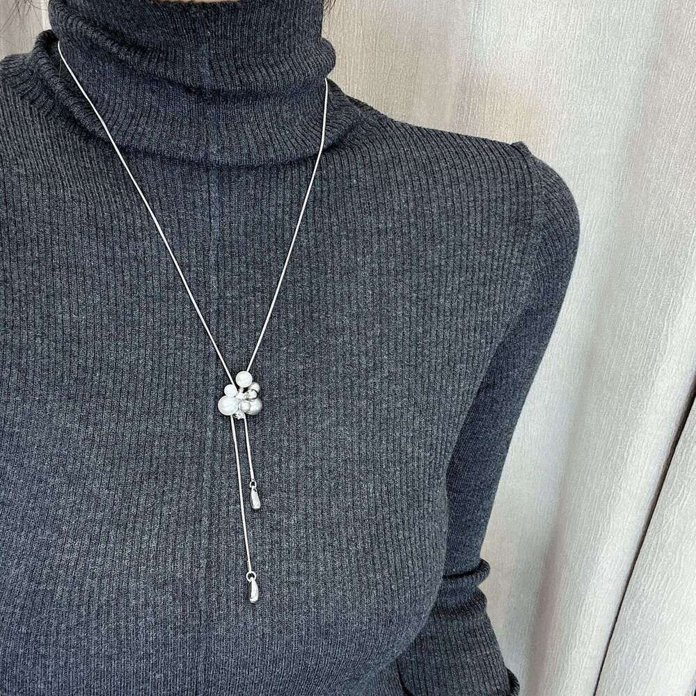 French Style High-End Pearl Tassel Long Necklace Autumn Winter New Fashion Sweater Chain Exquisite Versatile Elegant Earrings 63f