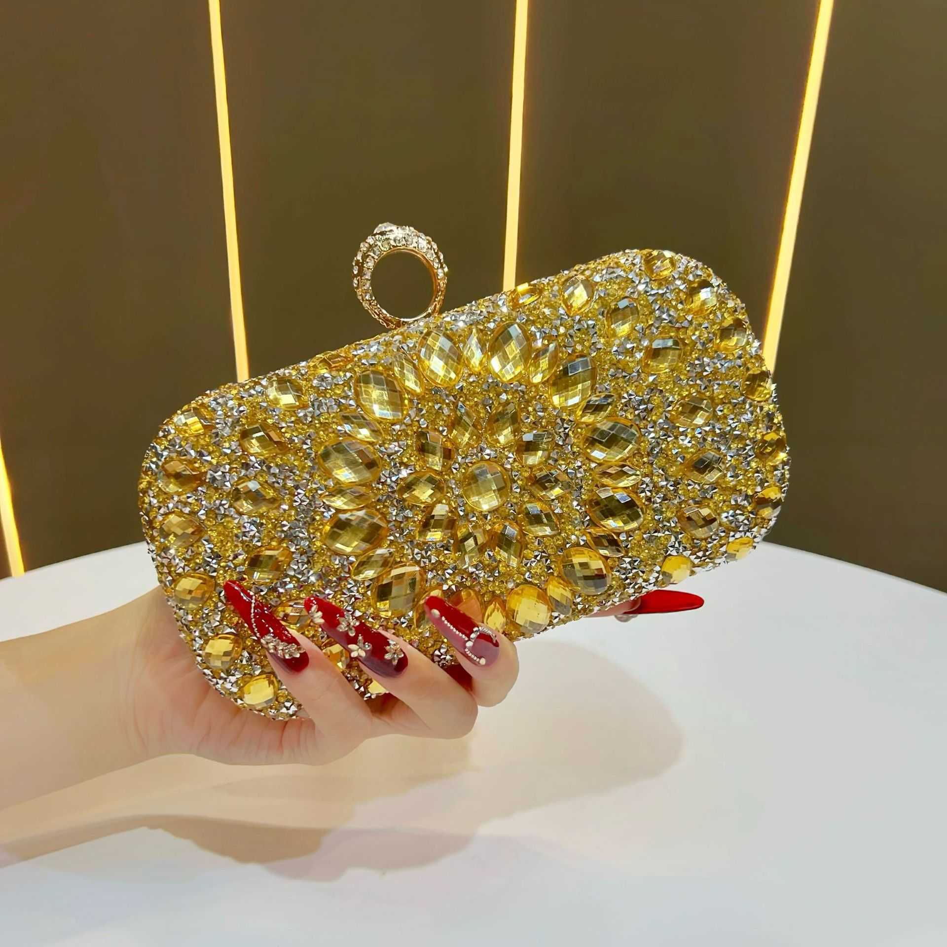 New Diamond Studded Evening Bag Fashion Banquet Womens Wallet Clutch Dress Small Bag Full Diamond Shoulder Crossbody Bag