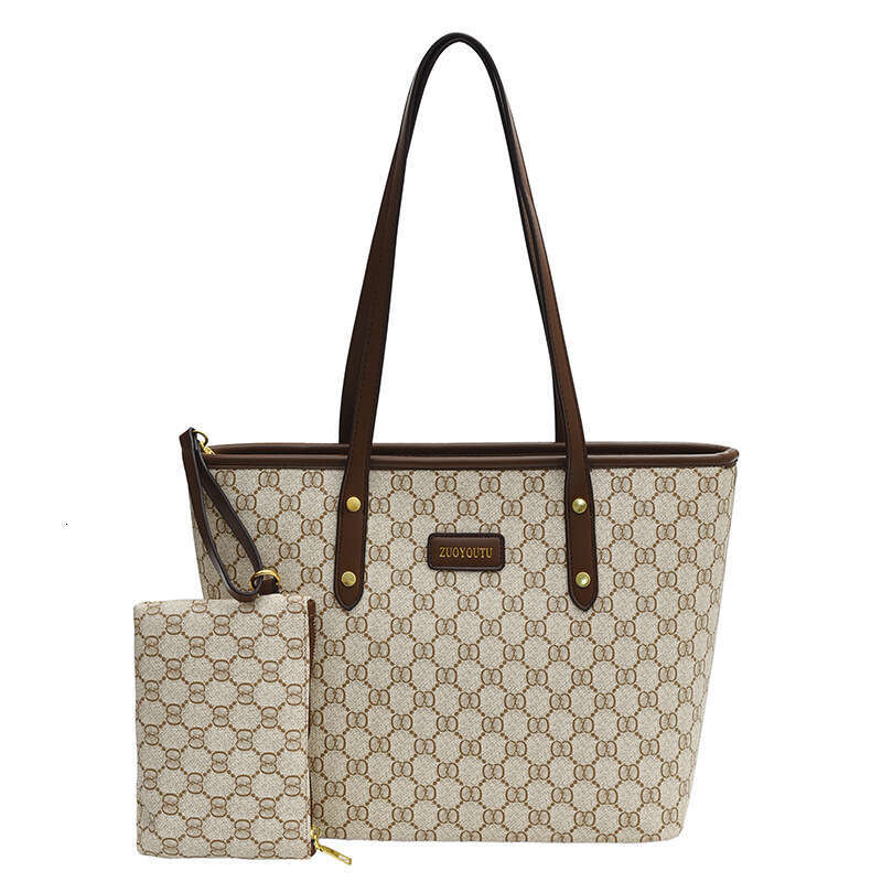 2025 New Tote for Women Large Capacity Korean Style Handbag Old Flower Letter Versatile Shoulder Bag