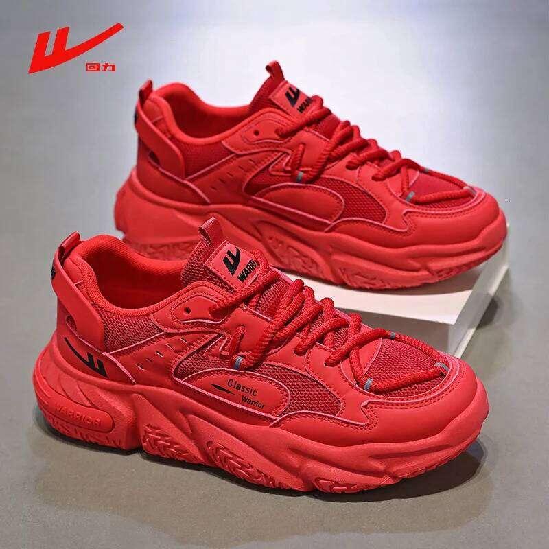 Men's Fashion New Net Year Bright Red Casual Sports Personali Students Wear Comfortable Breathable Sneakers