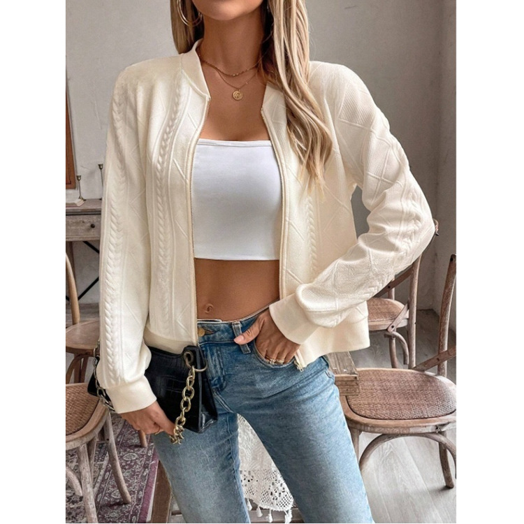 Women's blouse jacquard long-sleeved casual short jacket