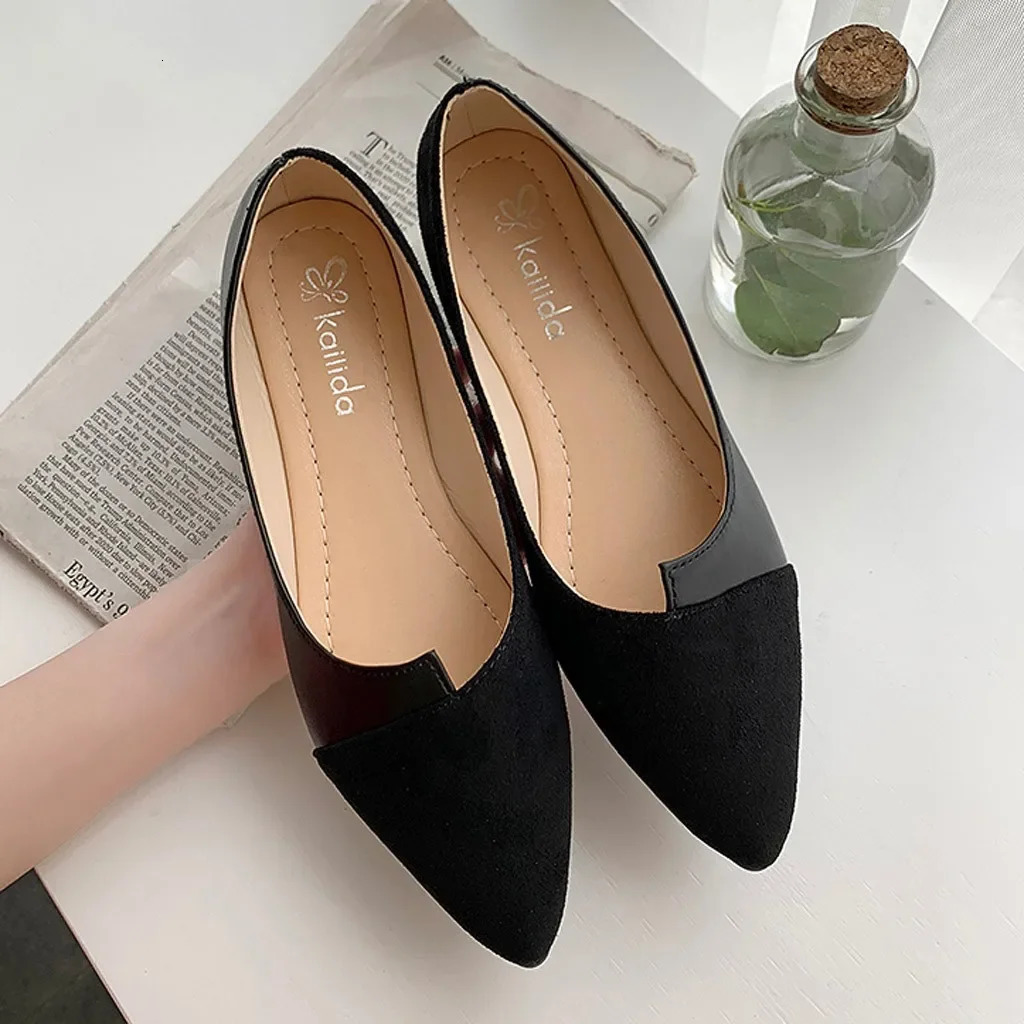 Women Shoes Fashion Splice Color Mule Flats Pointed Toe Ballerina Ballet Flat Slip on Shoe Zapatos Mujer Loafers Size 35-41 250724