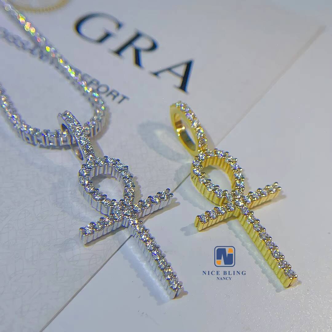 Big Size Hip Hop Cross Pendant with GRA Sterling Silver 925 Jewelry Iced Out VVS Moissanite Diamond Pendant