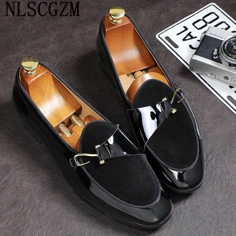 Patent Leather Loafers Men Dress Shoes Leather Italian Oxford Shoes for Men Wedding Dress Formal Slip-on Shoes Men Off 2025 Y250730