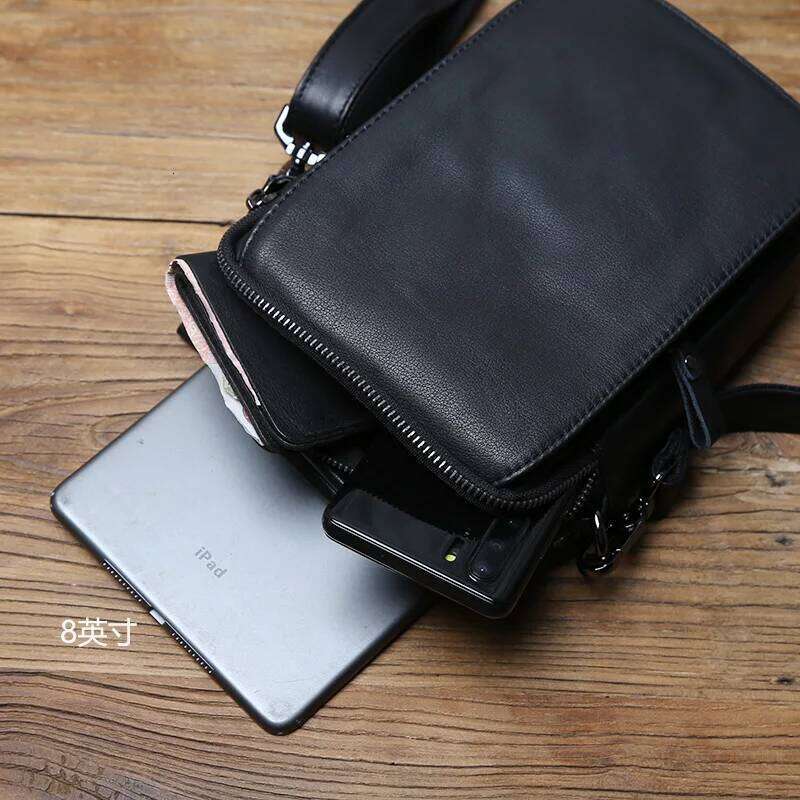 New Leather Top Layer Cowhide Casual High-End Small Shoulder Trendy Men's Bag For 8 Inch Ipad NZPJ