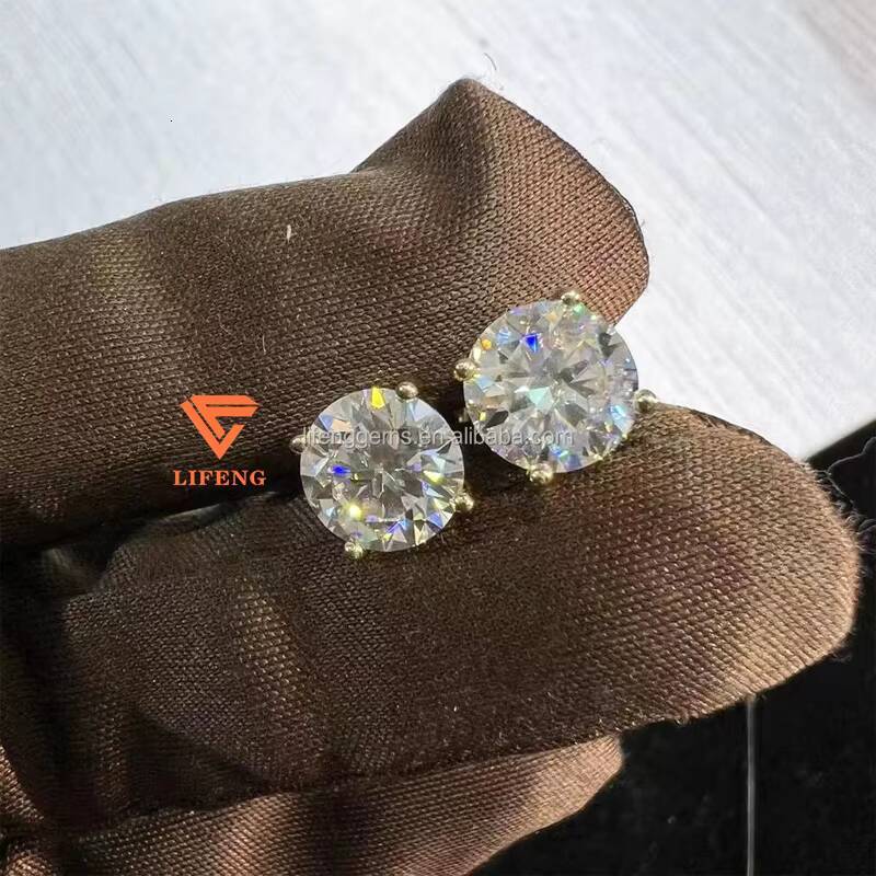 Classic 1ct Moissanite Stud Earrings 18K 14K 10K Silver Gold Number Shape/Pattern Diamond Jewelry