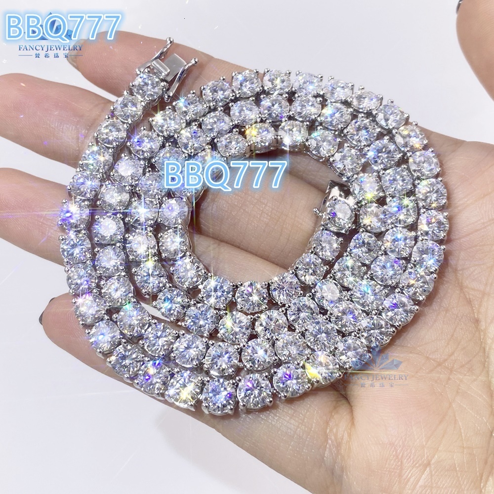 2025Hip Hop Jewelry 2mm 3mm 4mm 5mm 6.5mm Long Necklace 925S Silver VVS Moissanite Diamond Pass Diamond Tester Tennis Chain