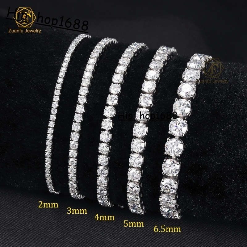 Wholesale Factory Cheap Price Iced Out 2mm 3mm 4mm 5mm VVS 925 Sterling Silver Rose Gold Plated Moissanite Tennis Chain Bracelet