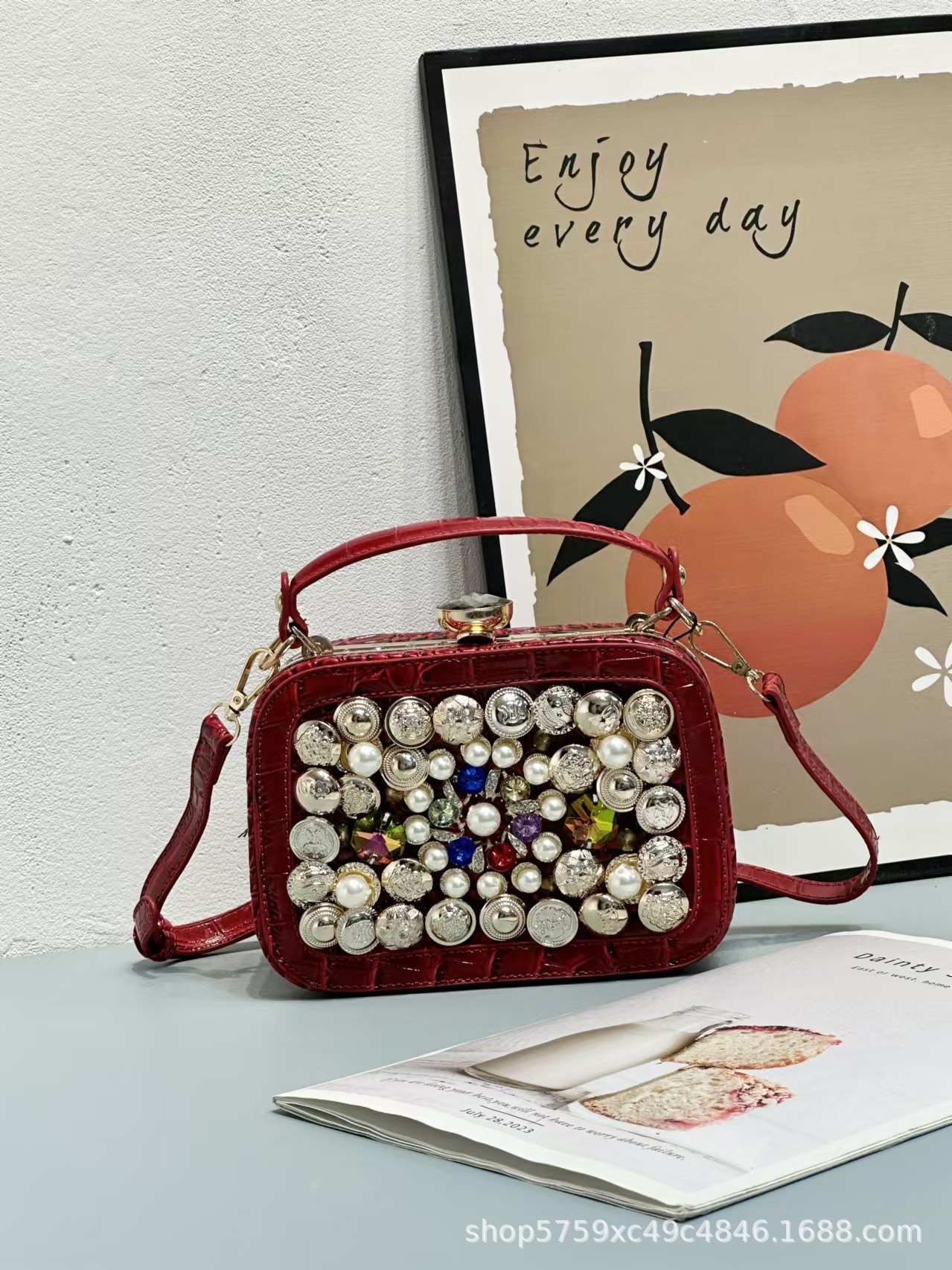 2025 New Fashion Street Style Button Small Square Handbag Crossbody Bag Valentine's Day Gift ddmymoon