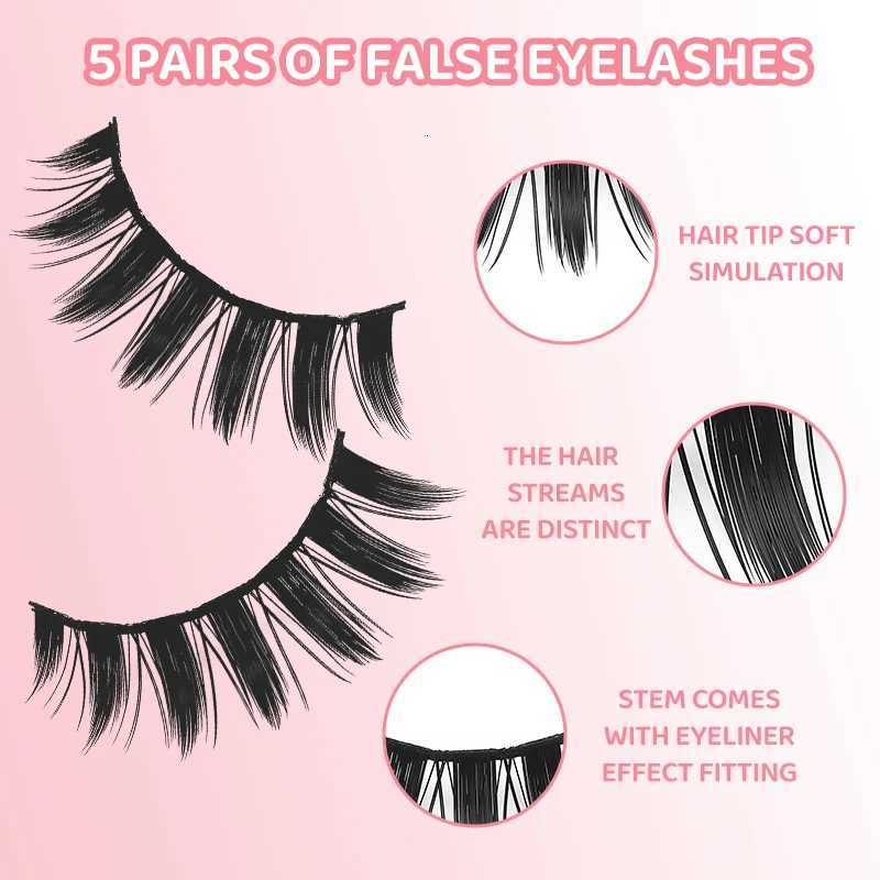 5 Pairs Manga Lashes Eyes Lashes Soft Natural Long Eyelashes Fake Lashes Anime Wispy Strip False Eyelashes Makeup Z250731