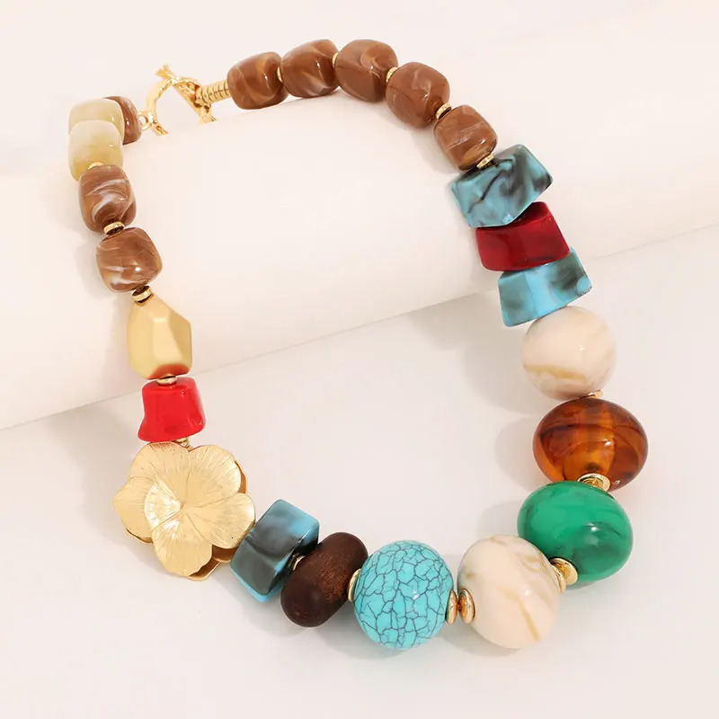 Statement Boho Necklace with Colorful Beads Handmade for Women Trendy Party Jewelry 250729
