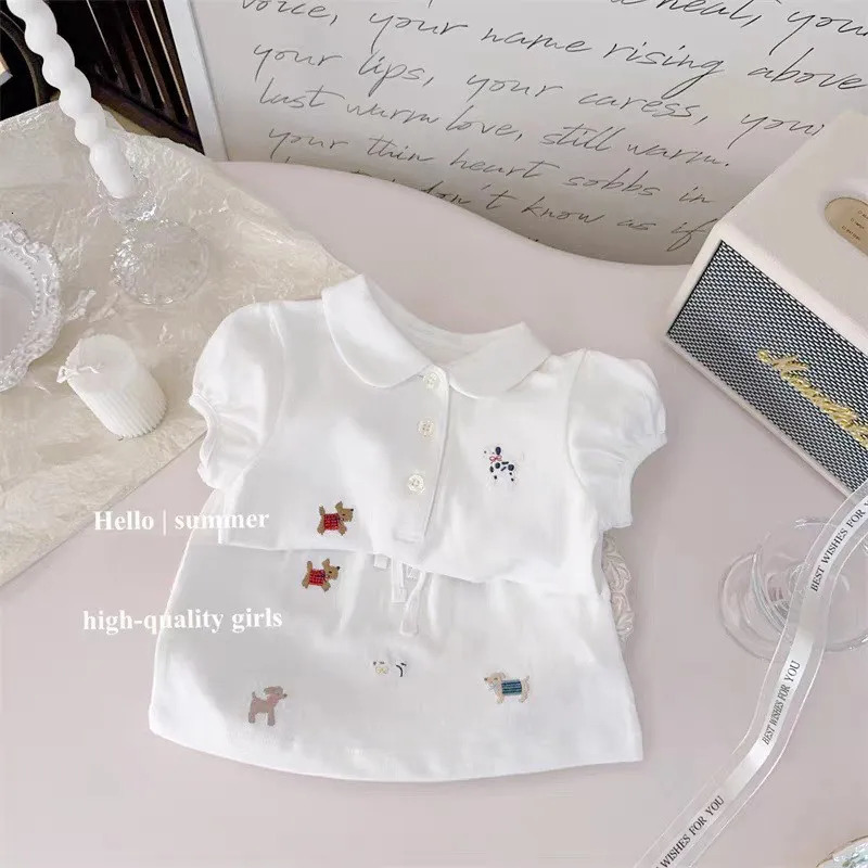Girls Summer Set Western Baby Academy Style Polo Collar Vest Top Short Skirt Two Piece Set 250729