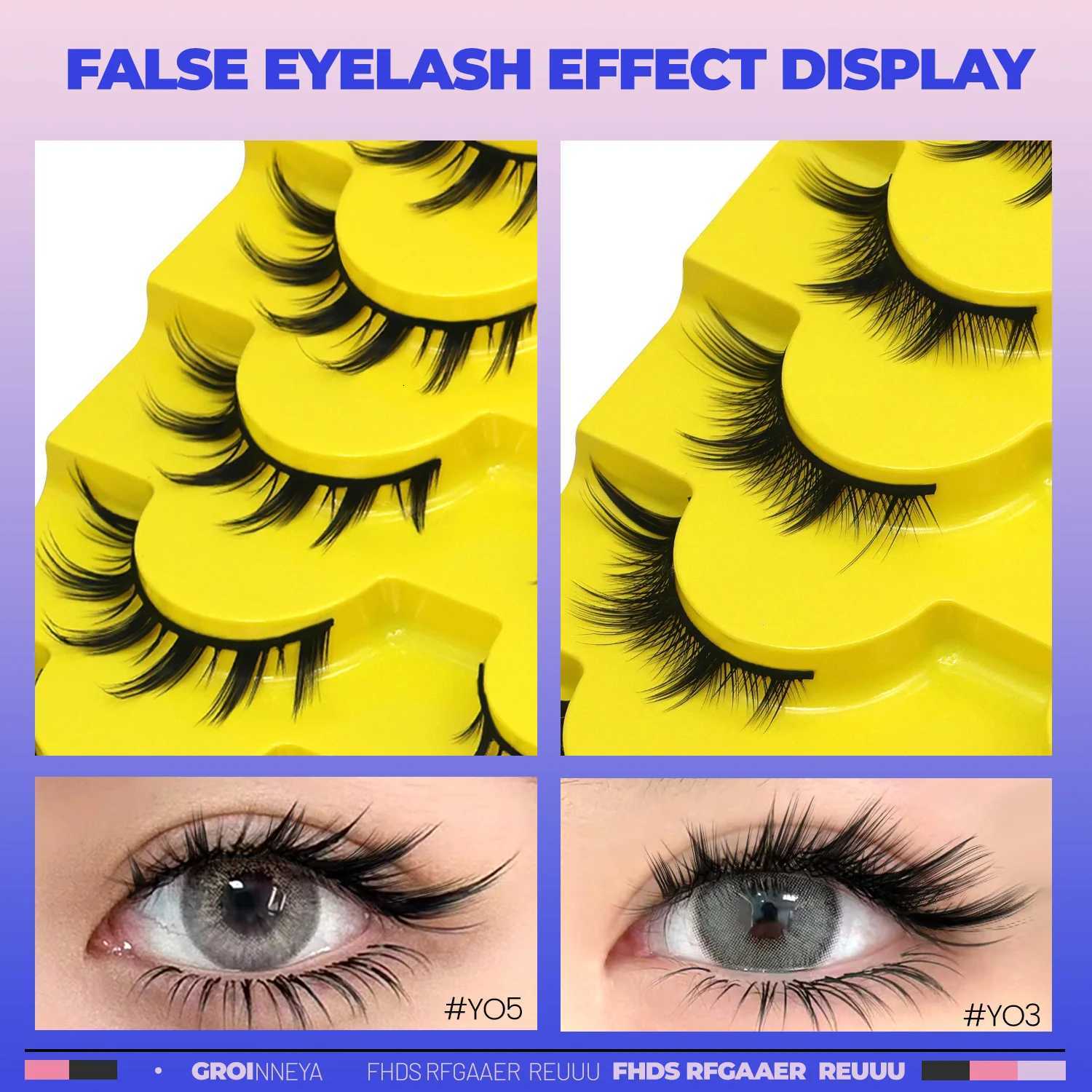 3D Faux Mink Soft Anime Eyelashes Cat Eye Natural GROINNEYA Cosplay Volumized Lashes Extension Fake Lashes Makeup Z250730