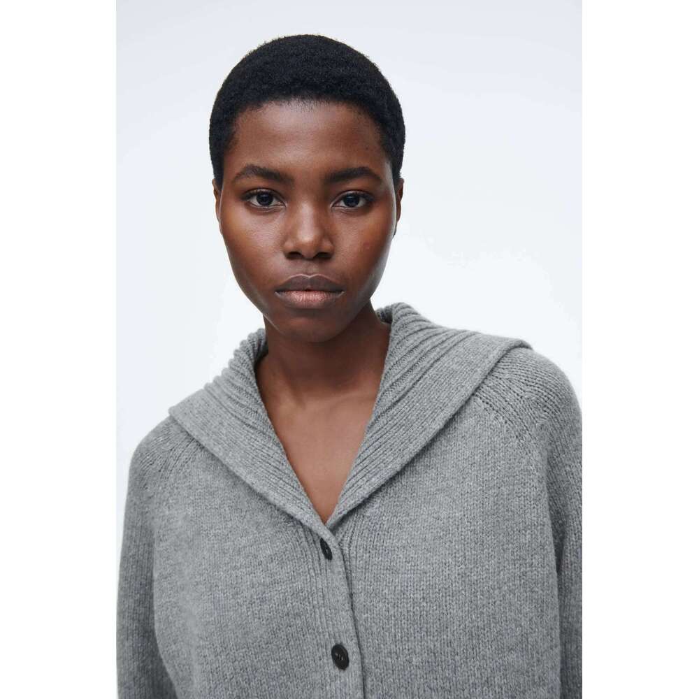 Ethereal MD 2025 Spring New Style Of Women's Casual Standard Crew-Neck Gray Cardigan 250728