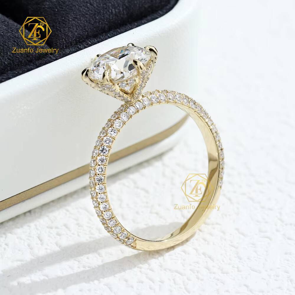 Wholesale Price 1CT 2CT 3CT D VS1 IGI Lab Grown Diamond Ring Round Cut 10K 14K 18K Yellow Gold Rings for Engagement Wedding
