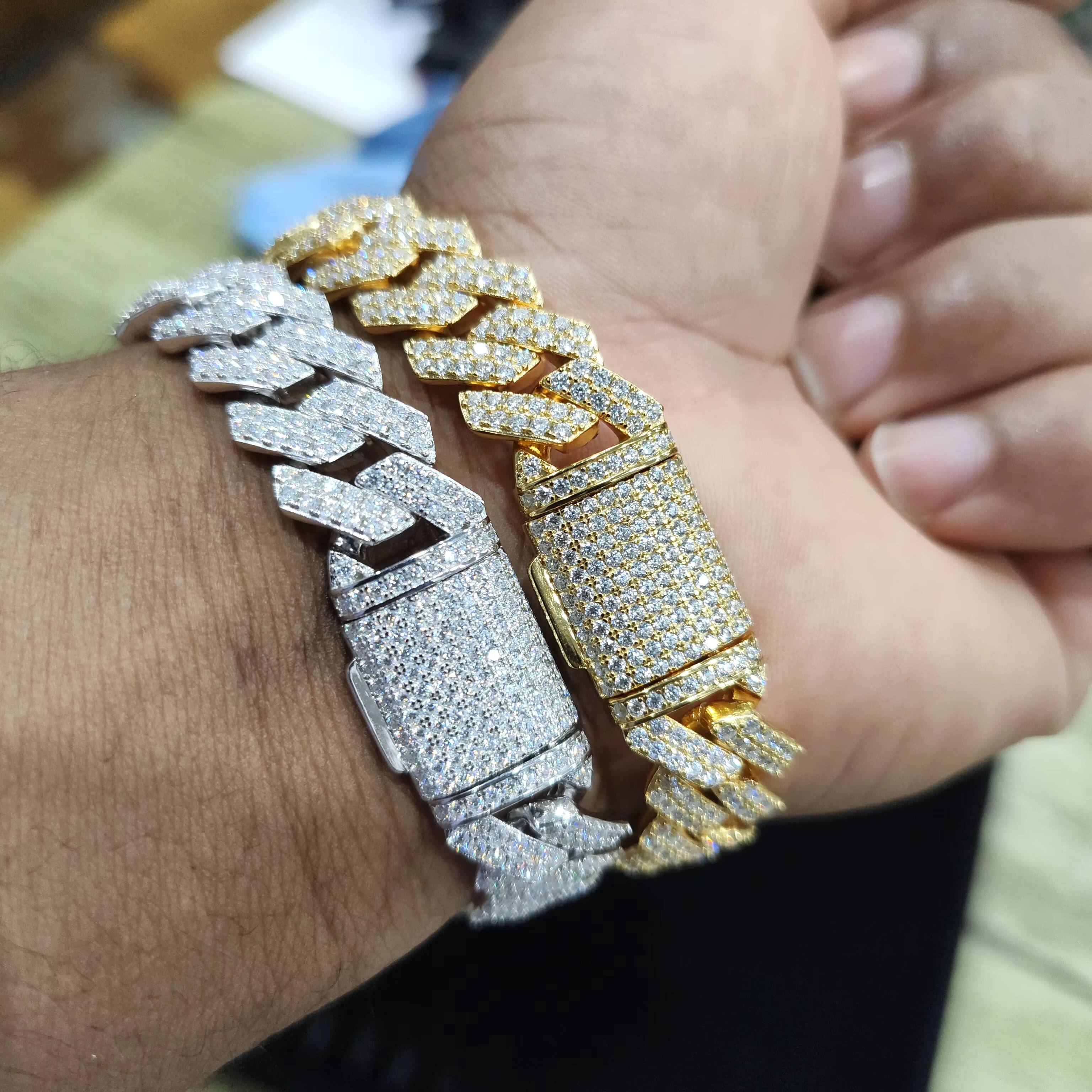 Moissanite 14 MM Miami Cuban Link Bracelet Unisex 925 Silver Jewellery Hip Hop Cuban Link Bracelet Moissanite Chain