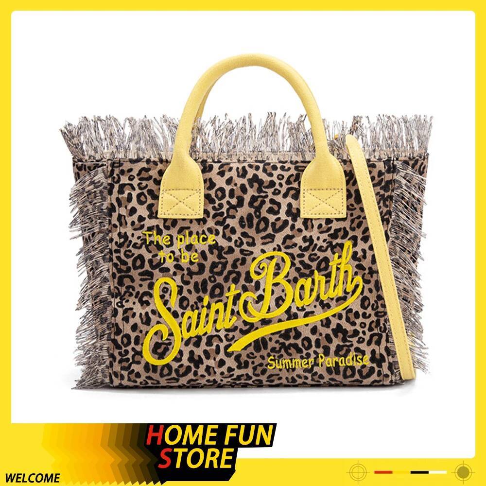 New Saint Barth Small Women's Tote Large Capacity Vacation Style Beach Fashion Tassel Handheld Custom Canvas Storage Bag