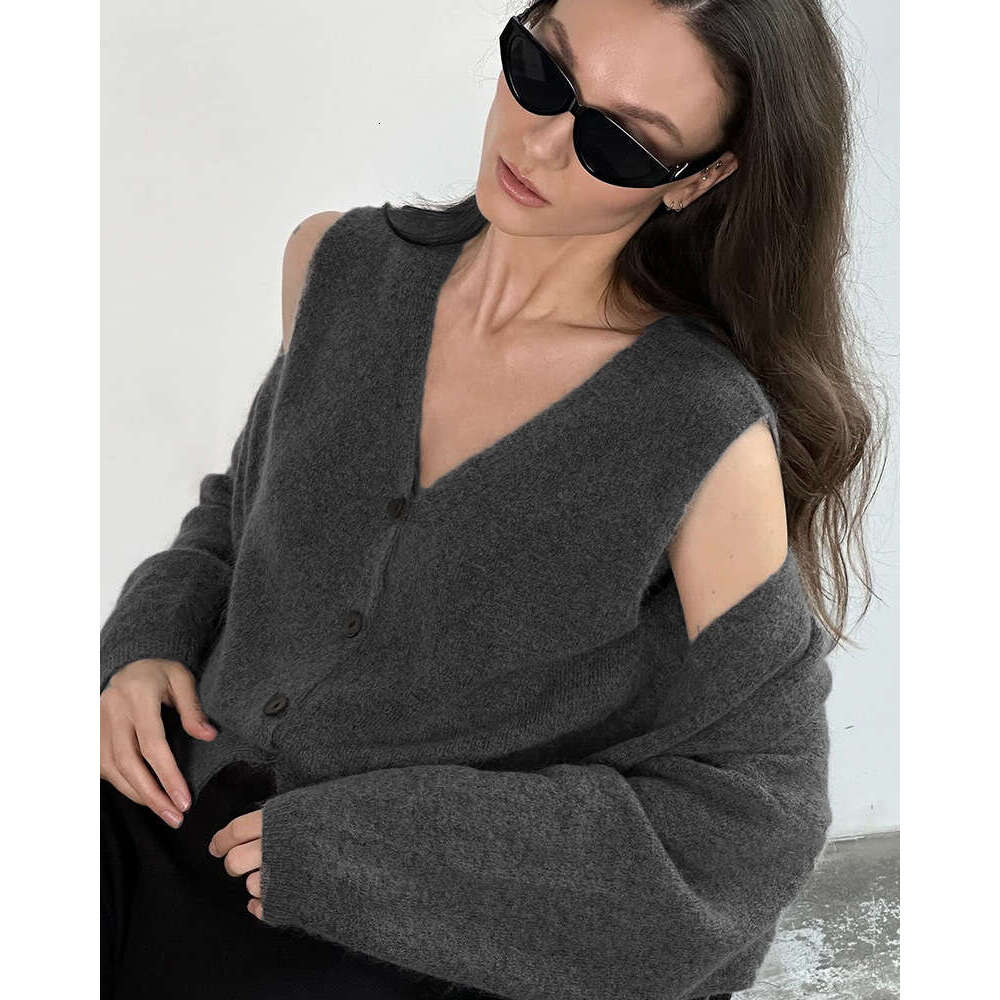 Spring And Autumn New Knitted Two-Piece Set Vest Long Sweater Cardigan Women's OL Suit B5