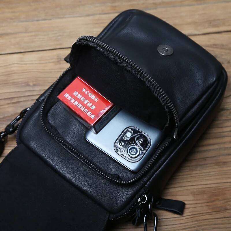 New Leather Top Layer Cowhide Casual High-End Small Shoulder Trendy Men's Bag For 8 Inch Ipad NZPJ