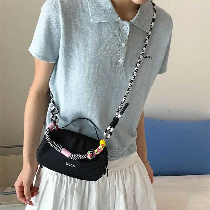 Trendy Large Capacity Sports Messenger Bag Colored Rope Small Square Bag Simple Handbag Row Tote Bags Multi-layer Shoulder Bag Y250730