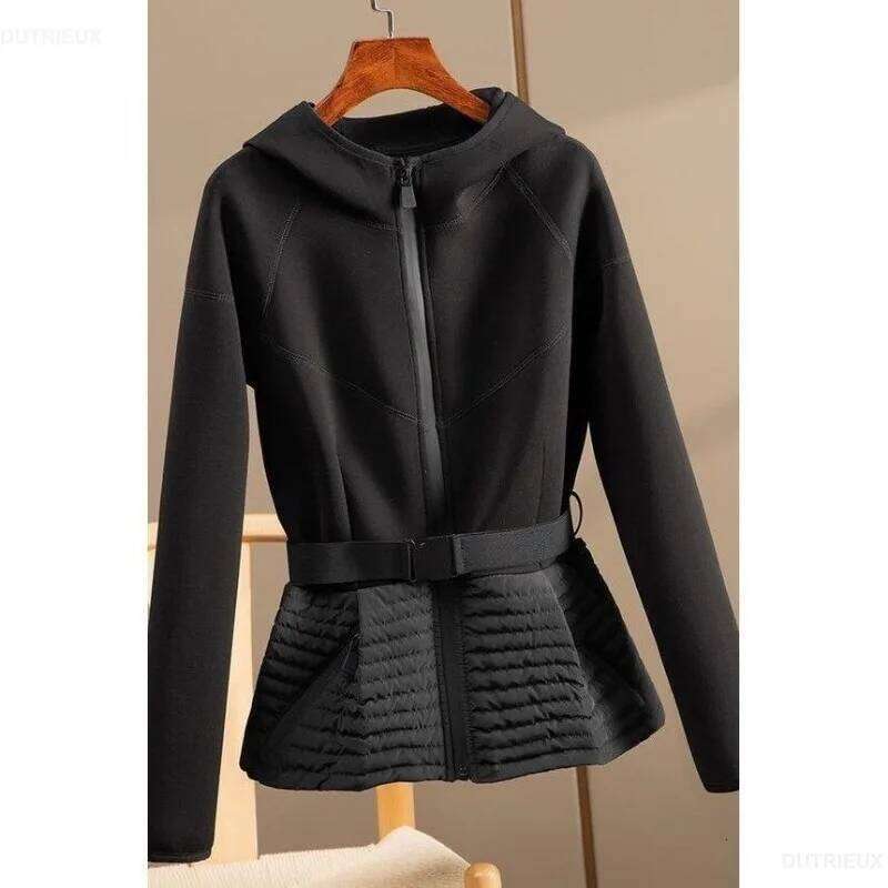 Designer Clothing Cotton Down Lotus Leaf Hem Winter Jacket Women Patchwork Parkas Hooded Tops Hoodies Chaquetas Para Mujer Vintage Coat Fashion