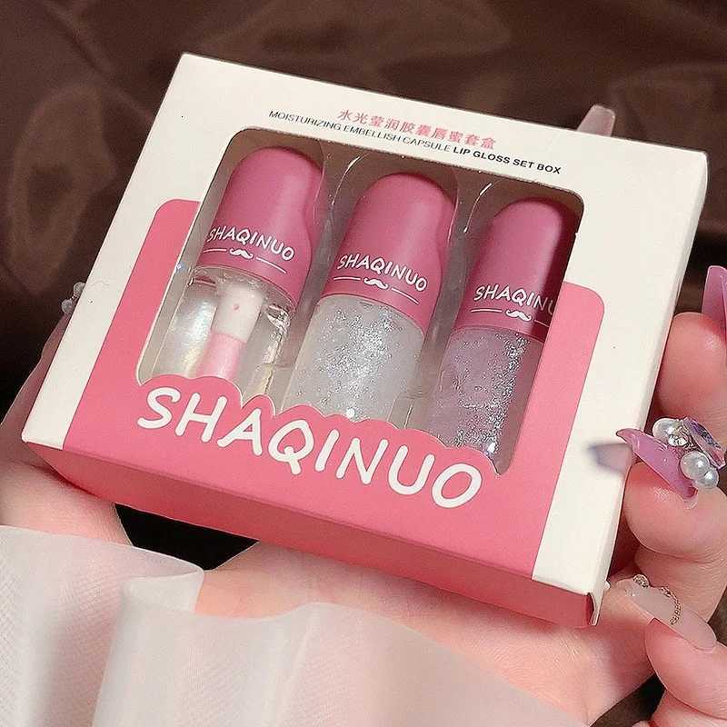 3PCS Lip Gloss Color Change Crystal Jelly Lipglaze Transparent Glass Lip Oil Moisturizing Glitter Liquid Lipstick Lip Cosmetics G250728