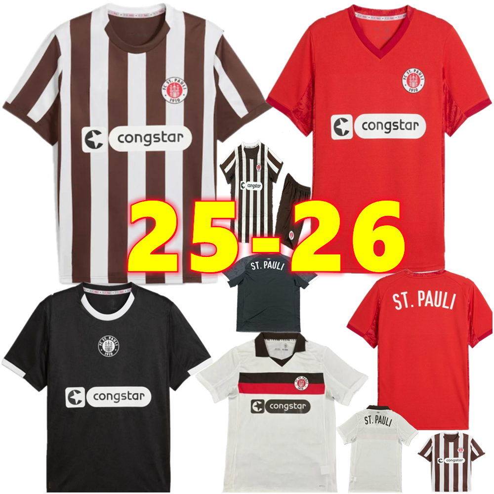 25 26 ST. Pauli soccer jerseys BECKER IRVINE SMITH KYEREH HARTEL SMITH PAQARADA MEDIC ST Pauli home away football shirt top Uniforms