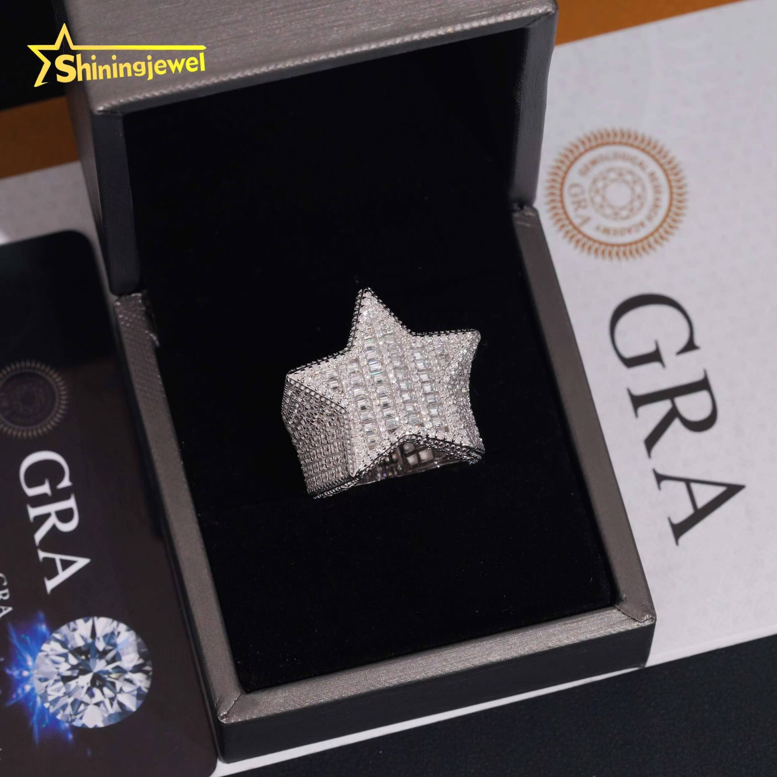 Pass Diamond Tester 925 Sterling Silver VVS Moissanite Hip Hop Iced Out Custom Ring