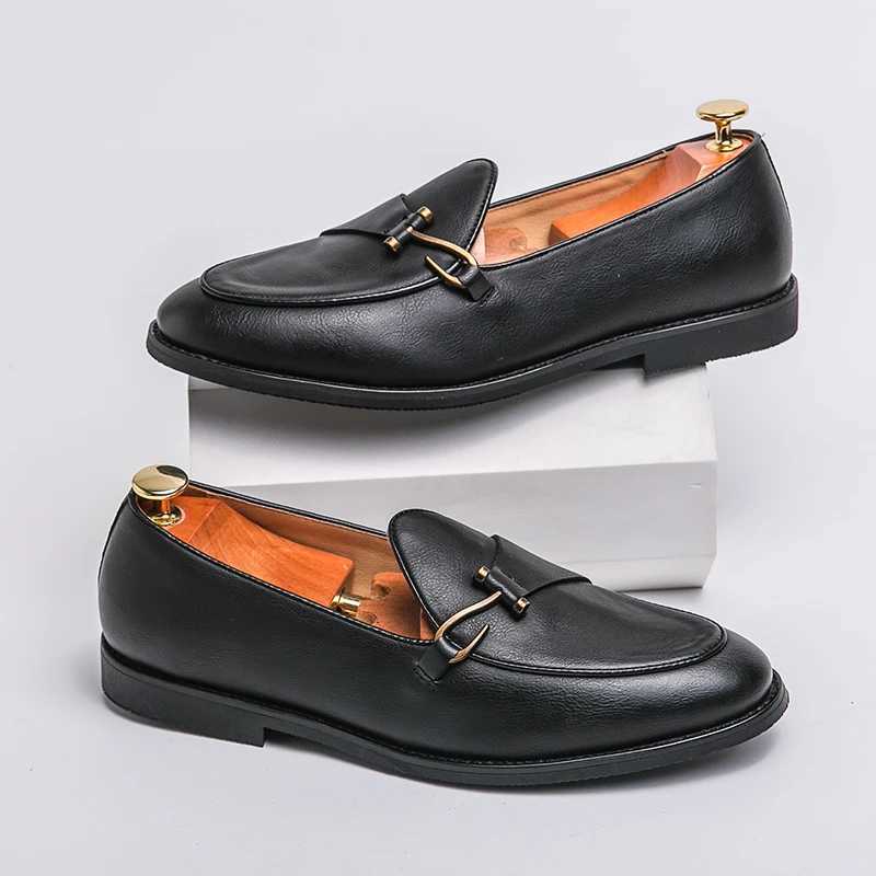 British Fion Mens Black Brown Slip On Leather Monk Strap Shoes M Penny Loafers Wedding Dress Formal Footwear Y250730