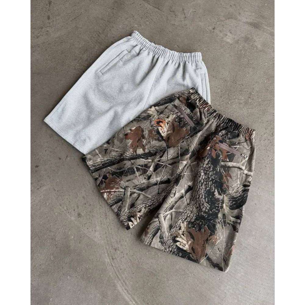 Retro Haruku Rock Oversized Shorts Men Y2k American High Street Trendy Brand Letter Printing Casual Loose Wide-Leg Pants Women
