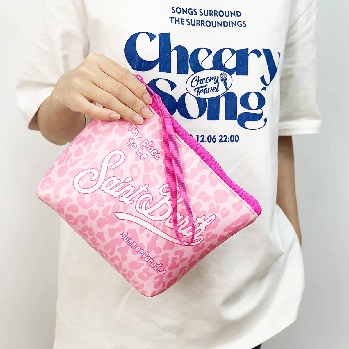 Large Capacity Zipper Cosmetic Bags Portable Striped Ladies Neoprene Makeup Fashion Women's Travel Toiletries Bag