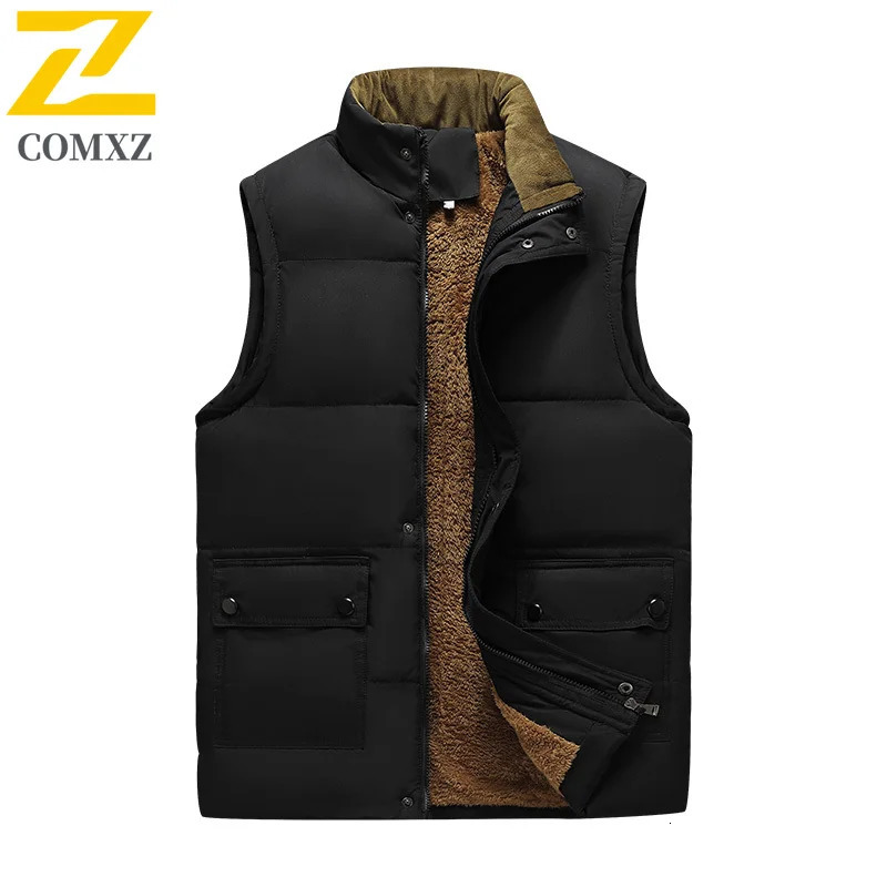 Workwear Vest Men Autumn Winter Outdoor Multi Pocket Fishing Windproof Fleece Lined Waistcoat Casual Sleeveless Jacket 250730
