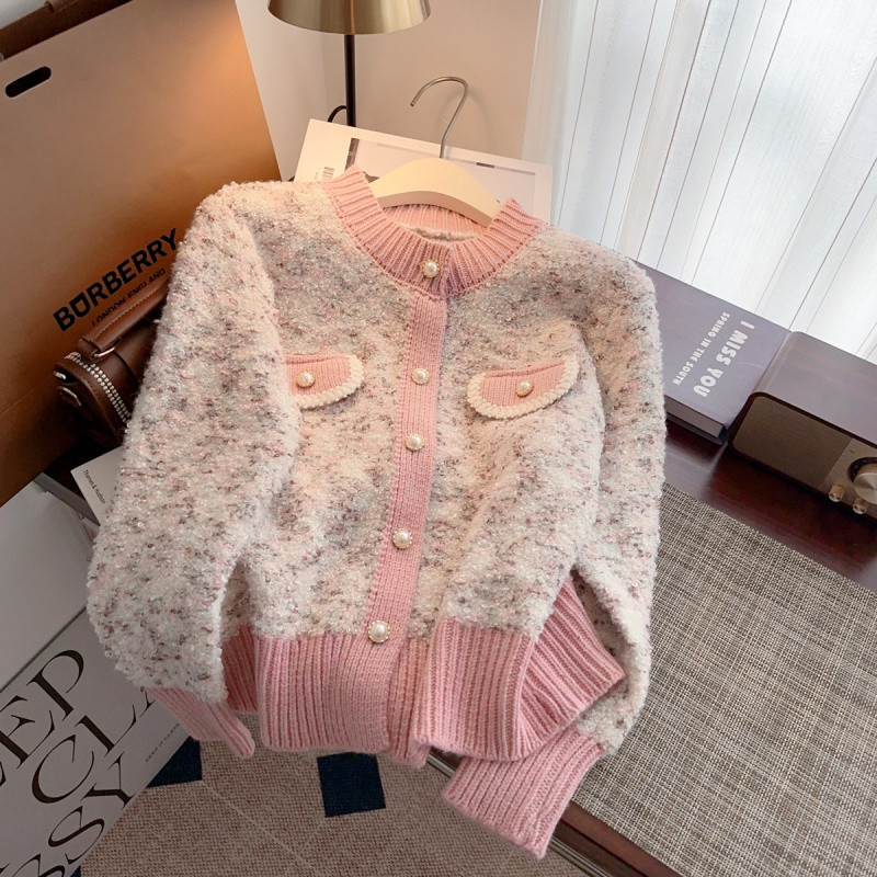 Sweater jacket for women 2025 new early spring thickened design super good-looking knitted cardigan top