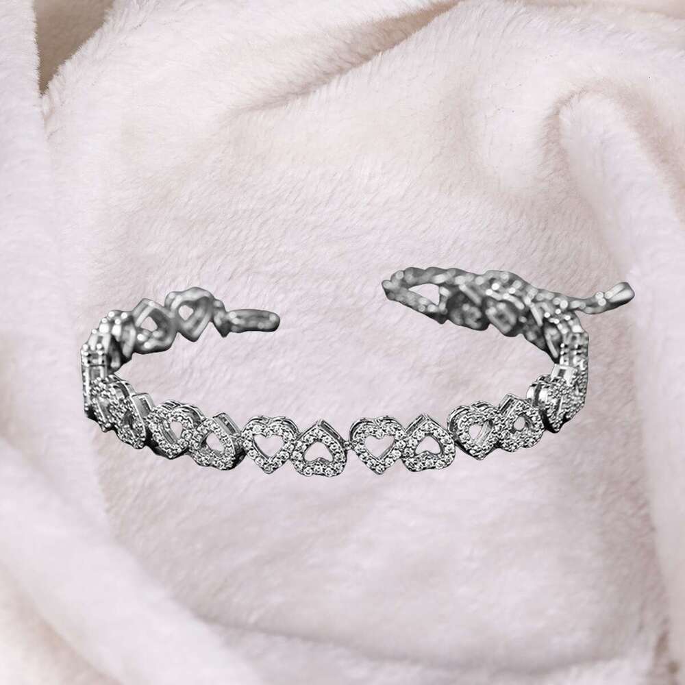 Girls' Light High-Grade Inlaid Zircon Shiny Heart Simple Ins Style Fashion Versatile Bracelet