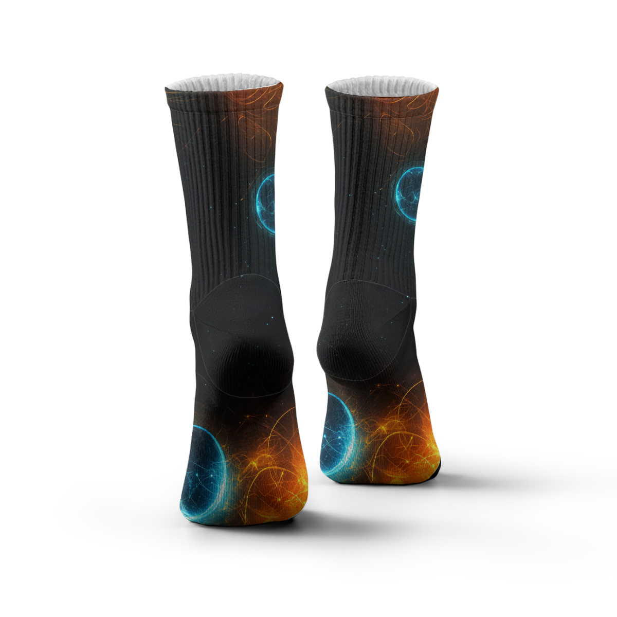 Space Themed Glowing Circles Print Blend Unisex Tube Designer Socks C101