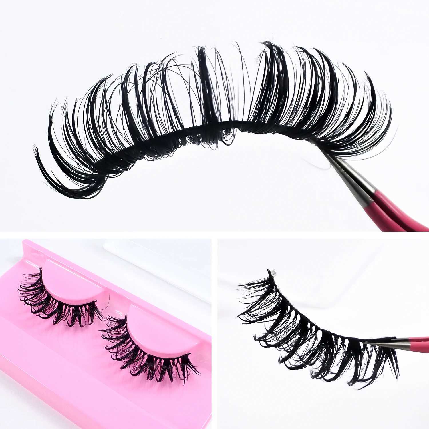 New Wet Spiky Lashes Makeup D Curl Russian Strip Fake Eyelashes Cosplay Natural Full Strip Lashes Supplies Z250730