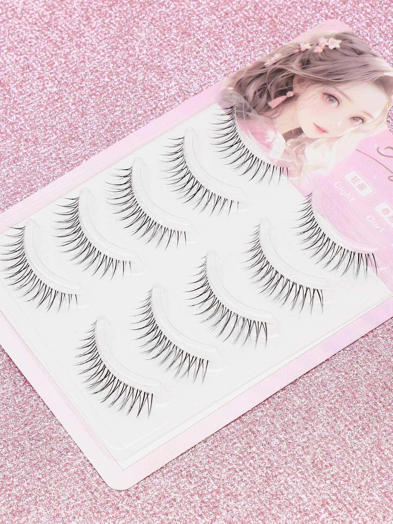 5 Pairs Natural Lashes Faux Mink Eyelashes Winged End Eye Elongated Eyelashes Natural Long Full False Lashes Makeup Z250731