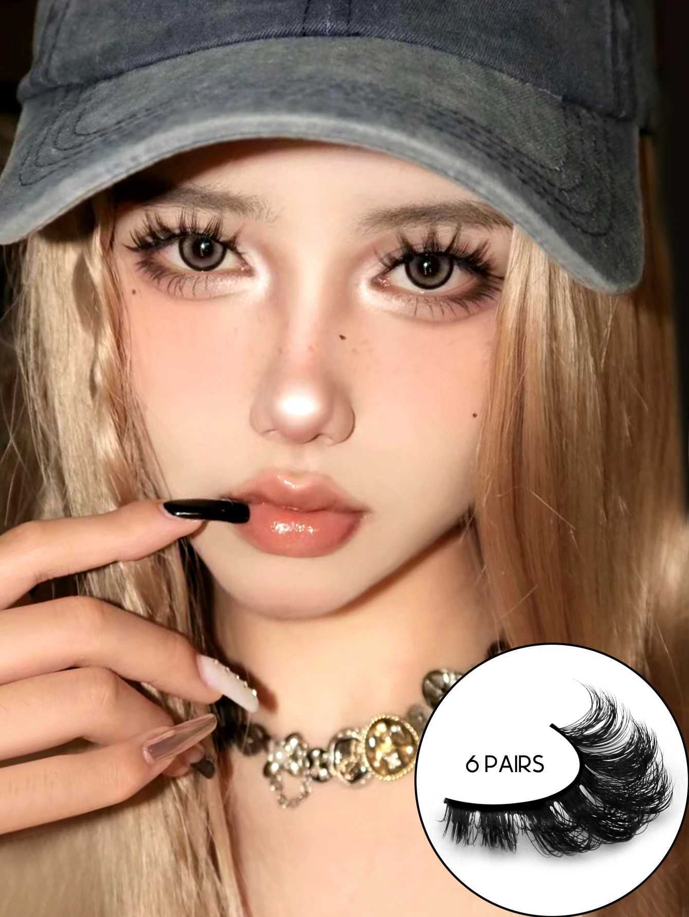 Groinneya False Eyelashes Cat Eye Fluffy Faux Mink Lashes Wispy Lashes Dramatic Long Thick Volume Mink False Eyelashes Makeup Z250730