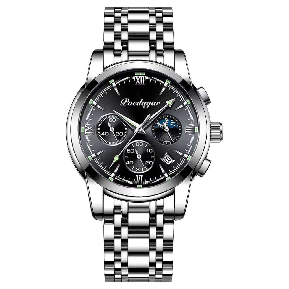 DHwatches POEDAGAR Gorgeous High-end Fancy Design Waterproof Best Offer Men's Quartz Watch Stainless Steel Band
