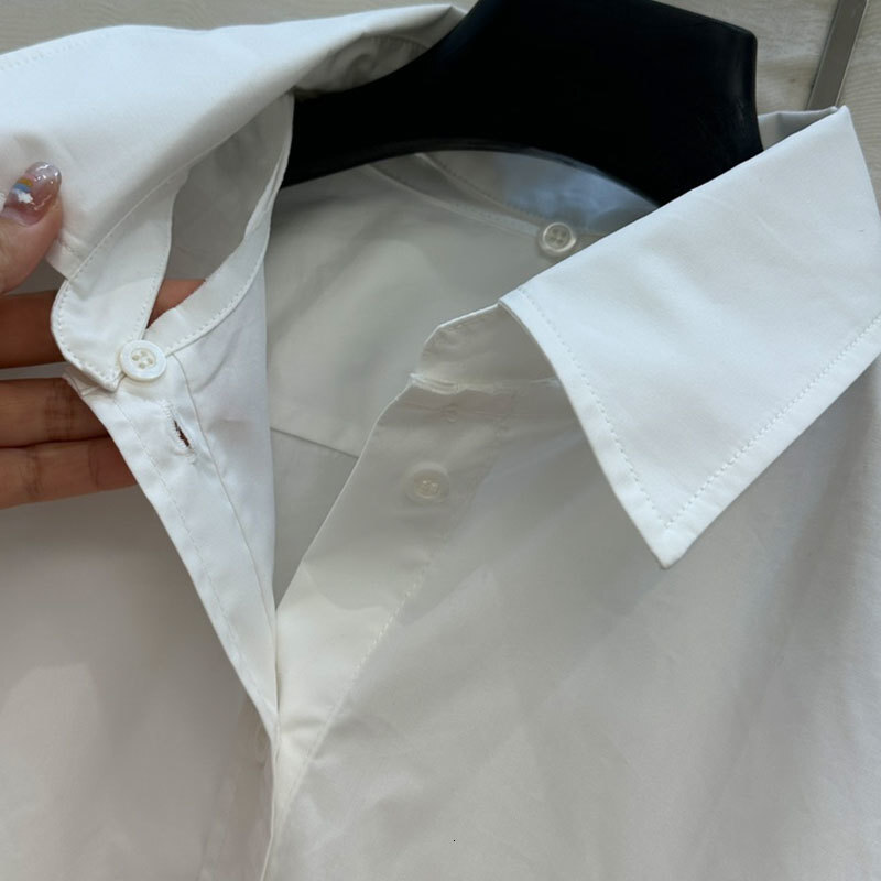 Women's Solid Color Cotton Cropped Shirt Y2K Classic Detachable Collar Single Breasted Shirt Ealry Autumn High Quality Top S0772