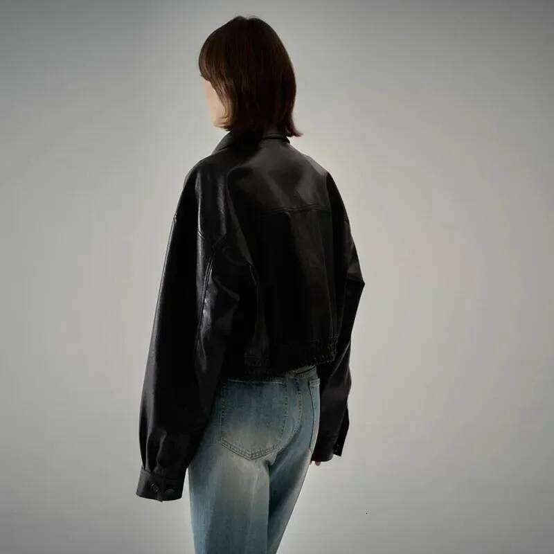 Designer Clothing Womens Jacket Leather Coat Triangle Badge Coats Designer Women Fashion Classic Leather Jacket Loose All-Match Short American Street 