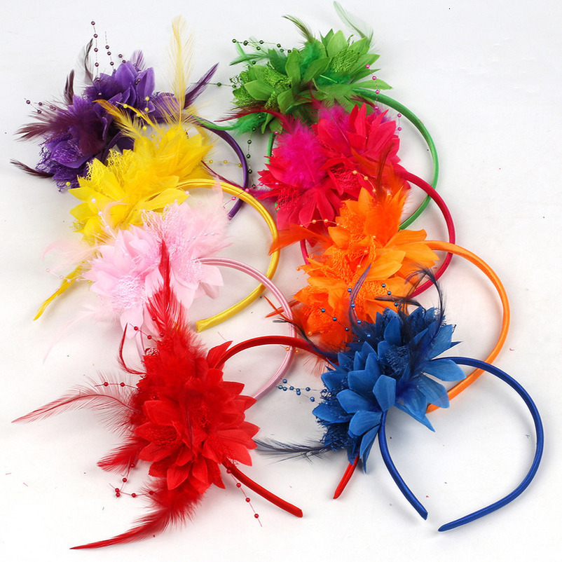 Carnival Flower Party Gathering Performance Feather Headband Bride Hair Accessories