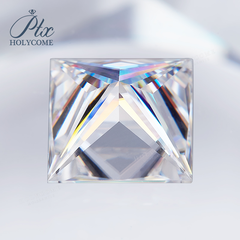 Real Princess Cut Lab Created Moissanite Stone 0.1ct-8ct D Color Square Shape VVS Quality Synthetic Gems Loose Moissanite Stone for Jewelry Making