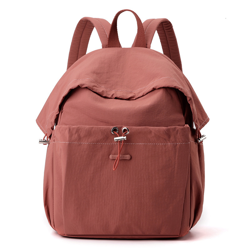 Colorful Fox Japanese and Korean New Women's Solid Color Pleated Nylon Lightweight Commuting Large Capacity Backpack ddmymoon