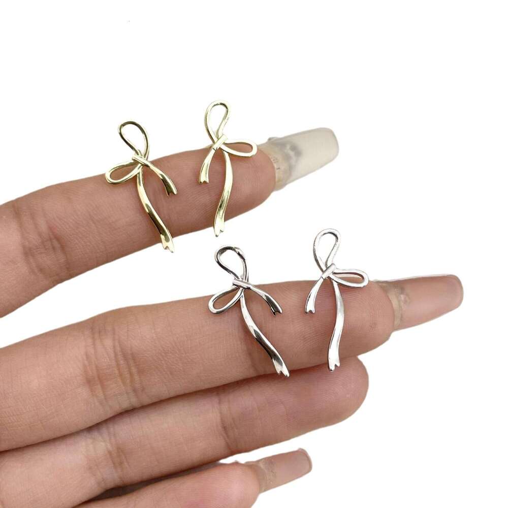 Sweet Gentle Exquisite Outfit Simple Design Bow Ribbon Earrings New Ear Accessories Tips d2c
